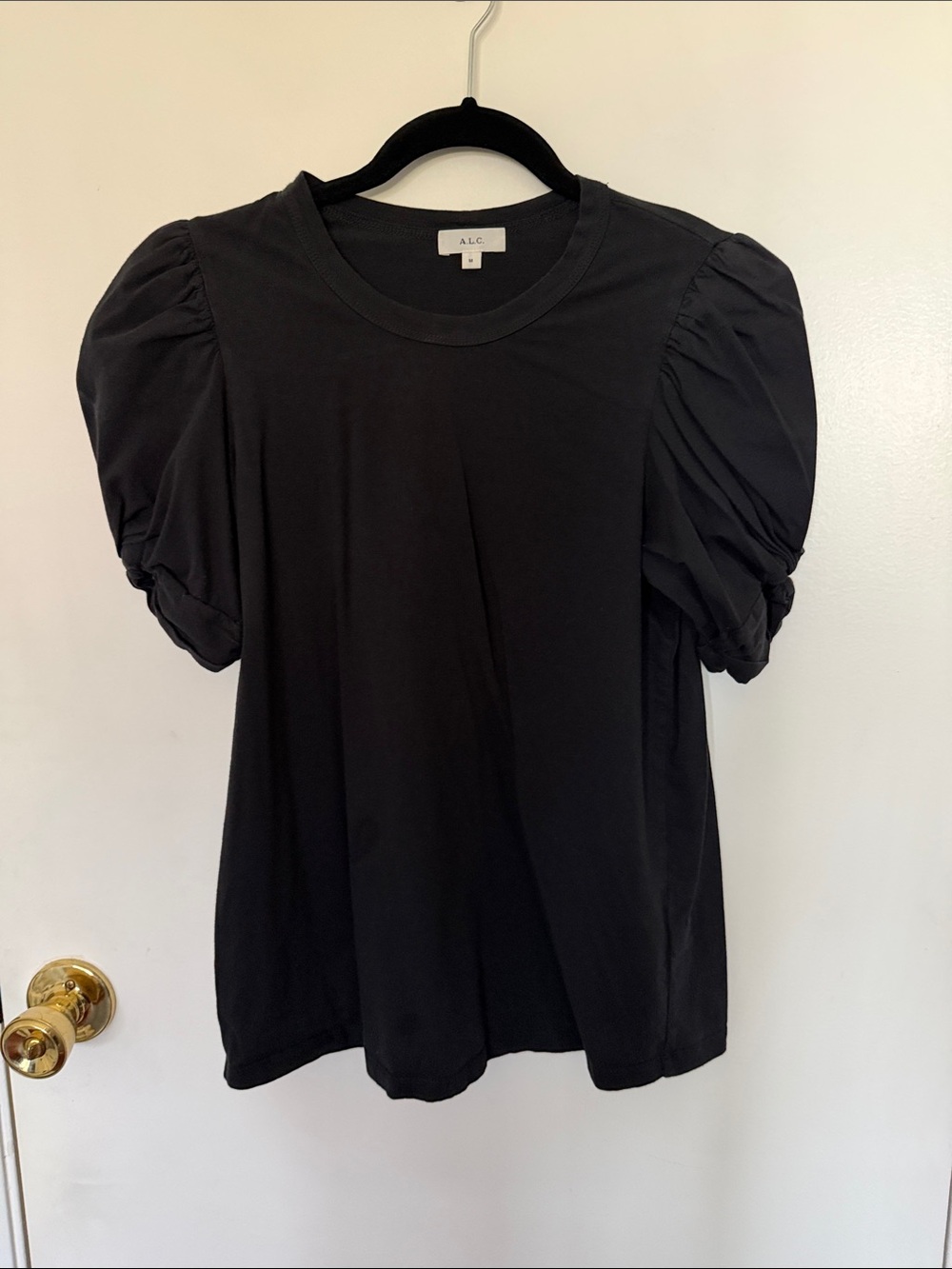 A.L.C. Black Puff Sleeve Crewneck Tee